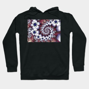 White Fractal Flowers Hoodie